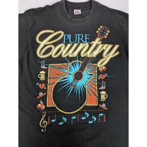 Vintage 90s Distressed T Shirt Medium Pure Country Glitter Graphic Rare